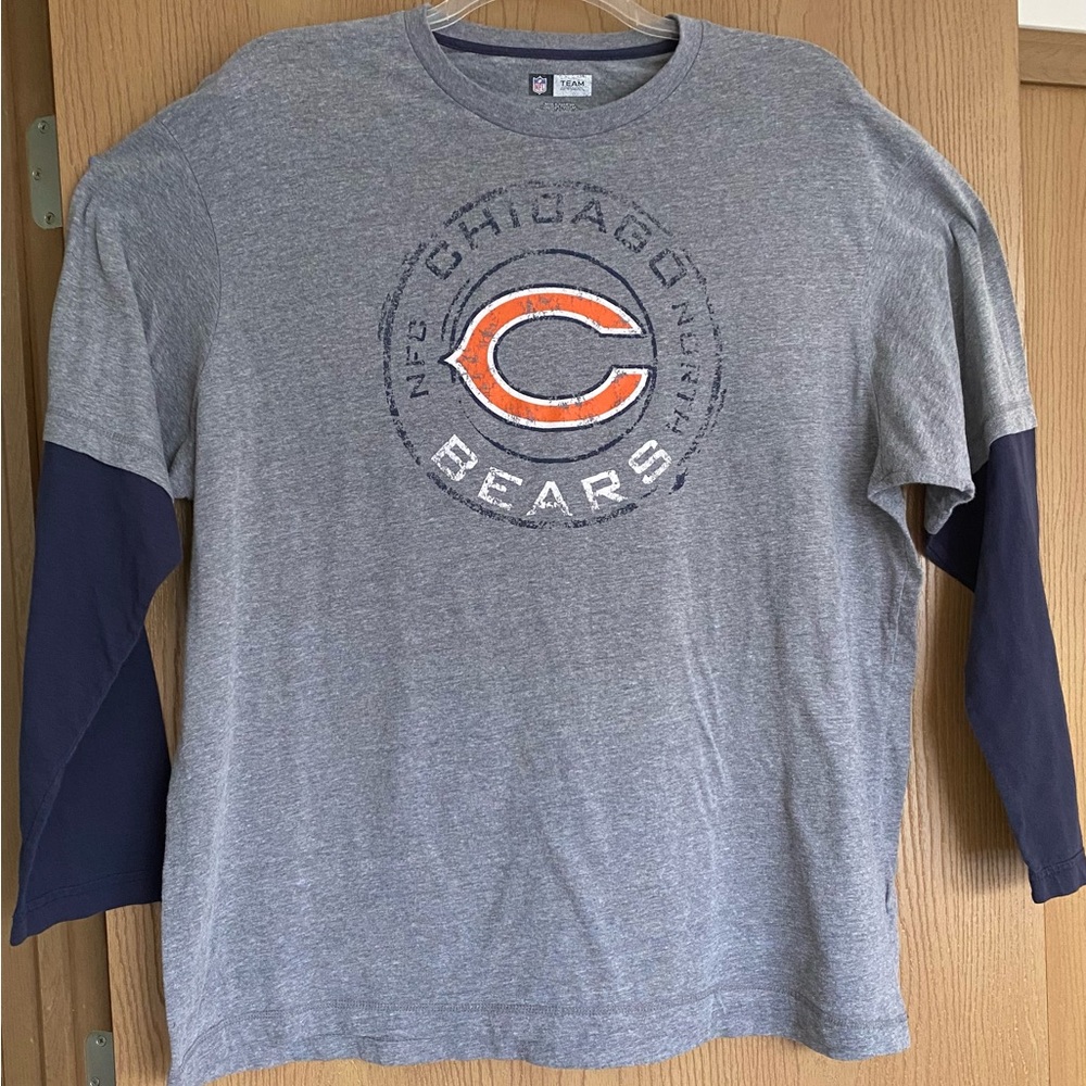 NFL Chicago Bears Gray and Navy Long Sleeve Tee -3XL